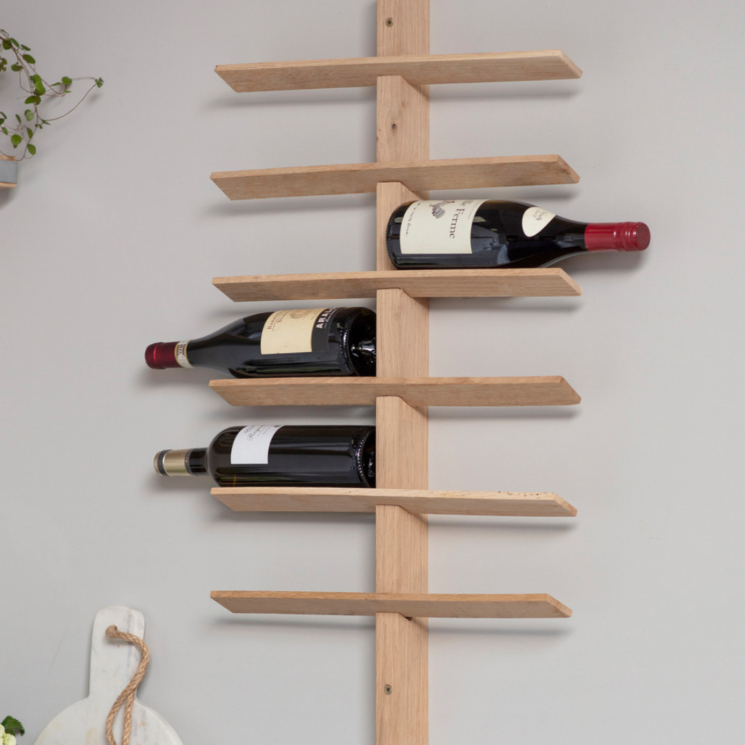 Oak Wine Rack Holds 12 Bottles