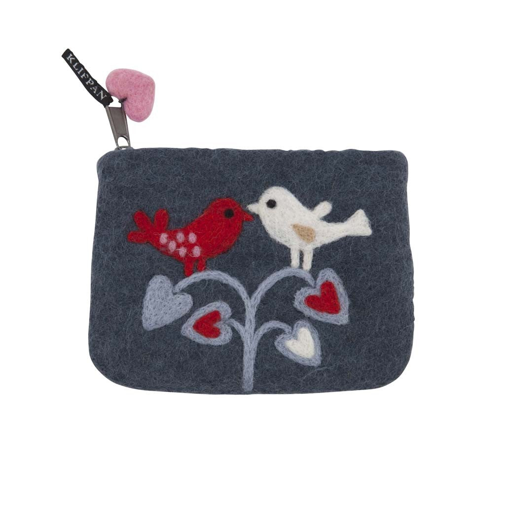 Love Birds Felt Purse zip coin purse