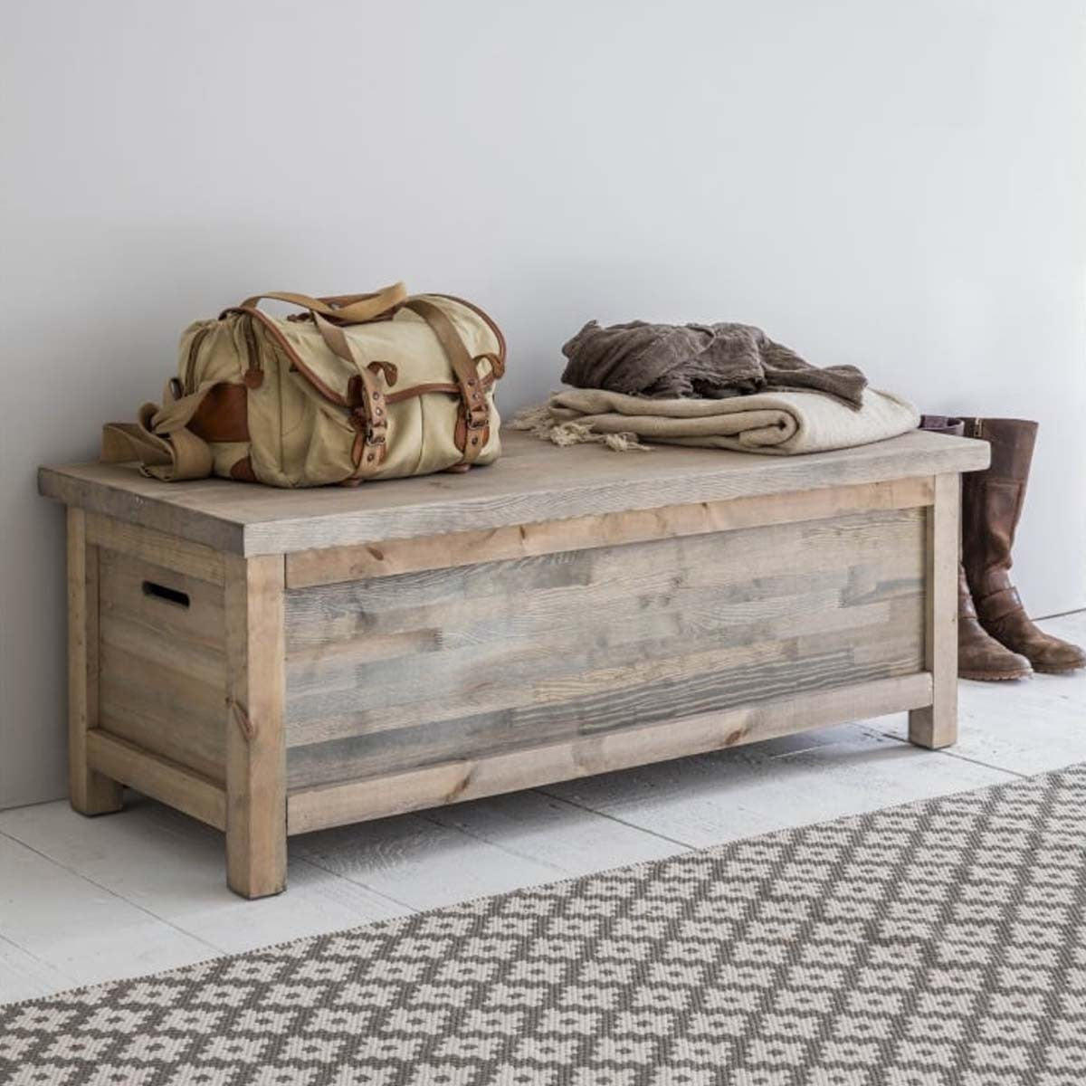 rustic style hallway bench box