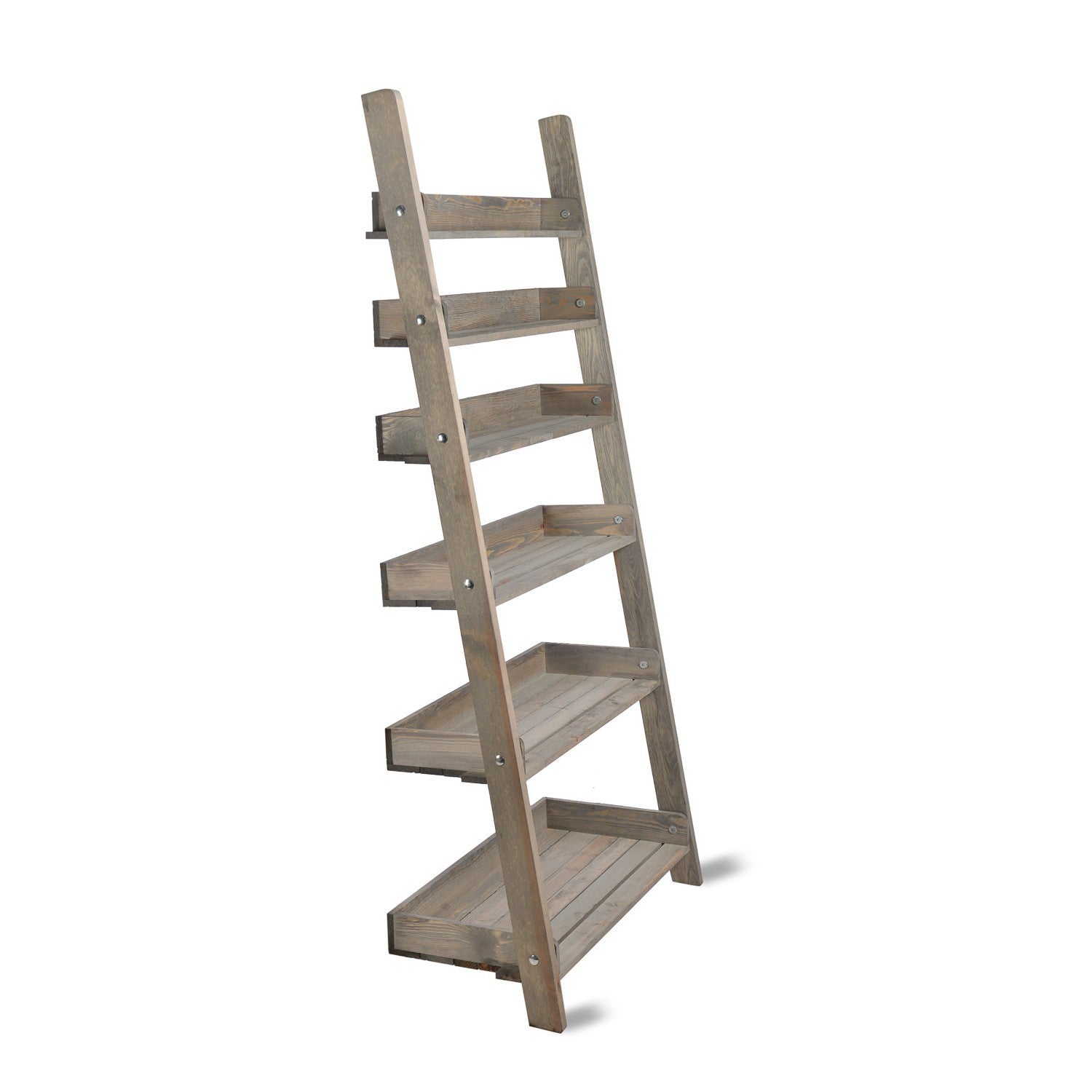 Wide Folding Shelf Ladder rustic finish indoor outdoor shelving