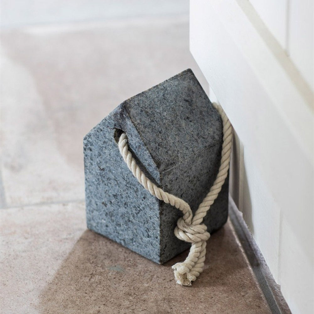 granite door stop with hemp rope