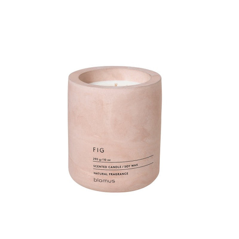 Fig Scented Soy Wax Candle large naturally scented candle in a pale pink concrete vessel