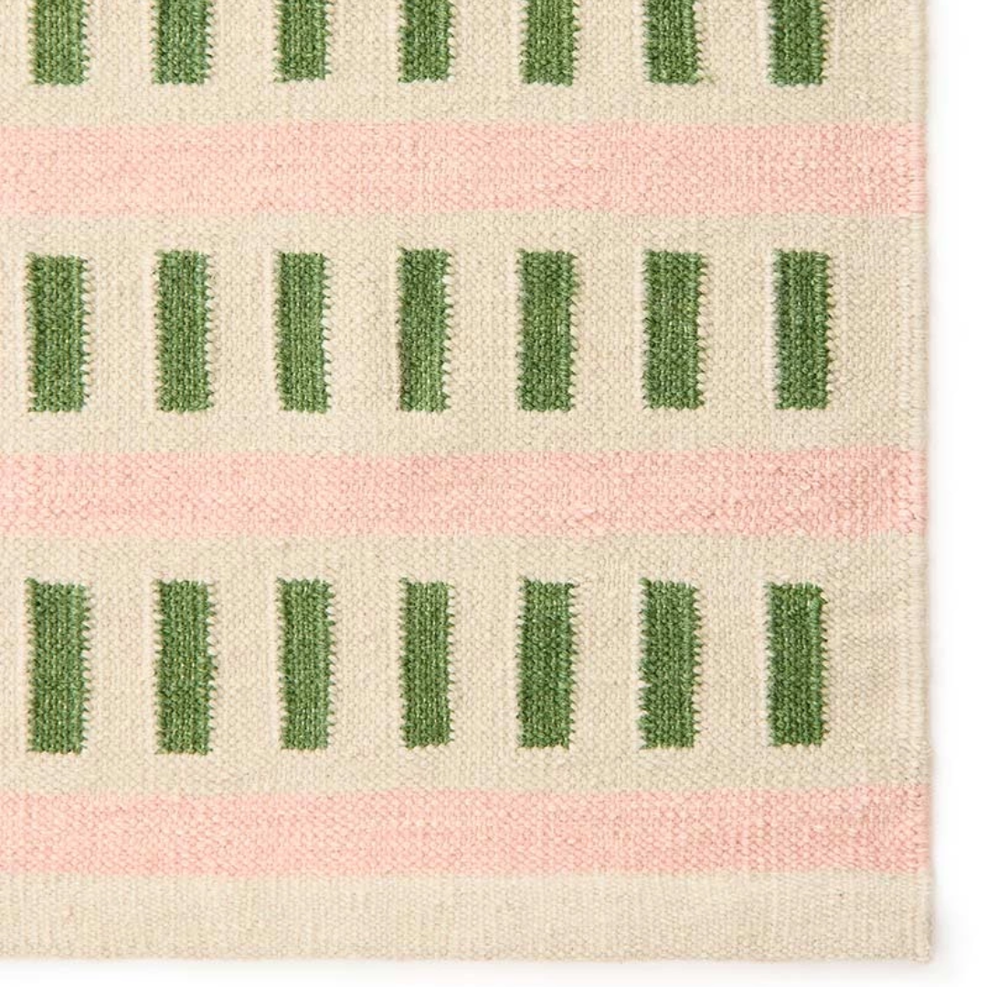 Cactus & Dusty Pink Railway Rug in 3 Sizes