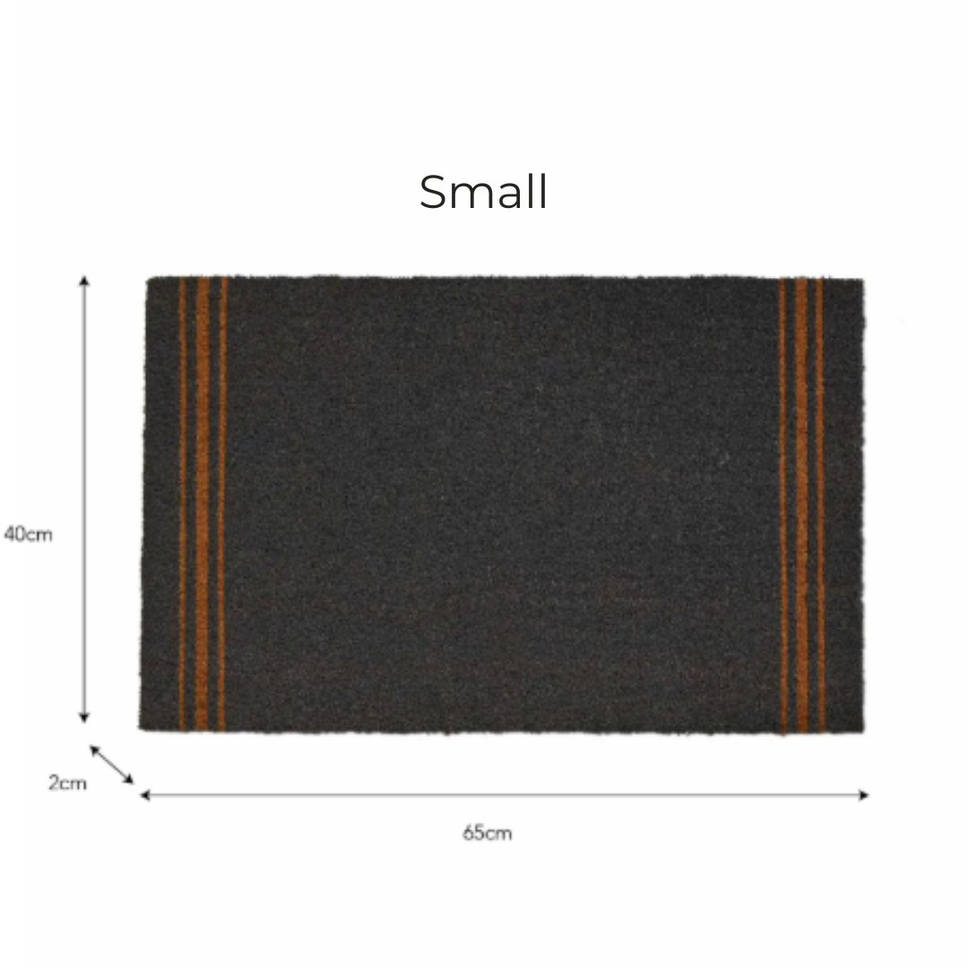 Charcoal Coir Doormat with Three Stripes in 3 Sizes