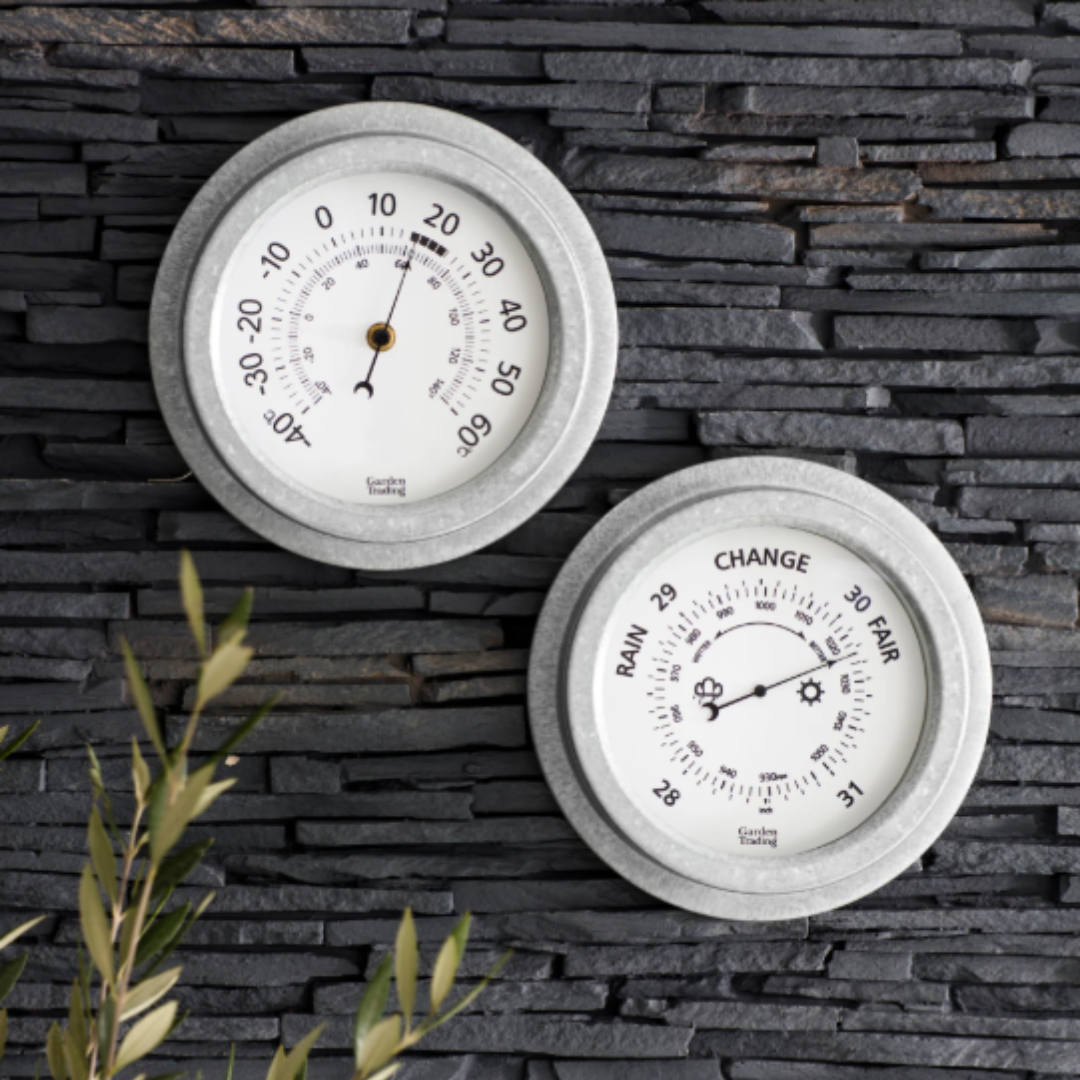 Indoor Outdoor Thermometer in Galvanised Steel