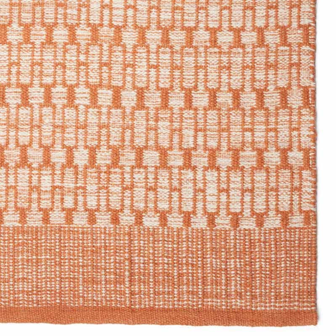 Nordic Geometric Rug in Orange & White - 2 sizes
