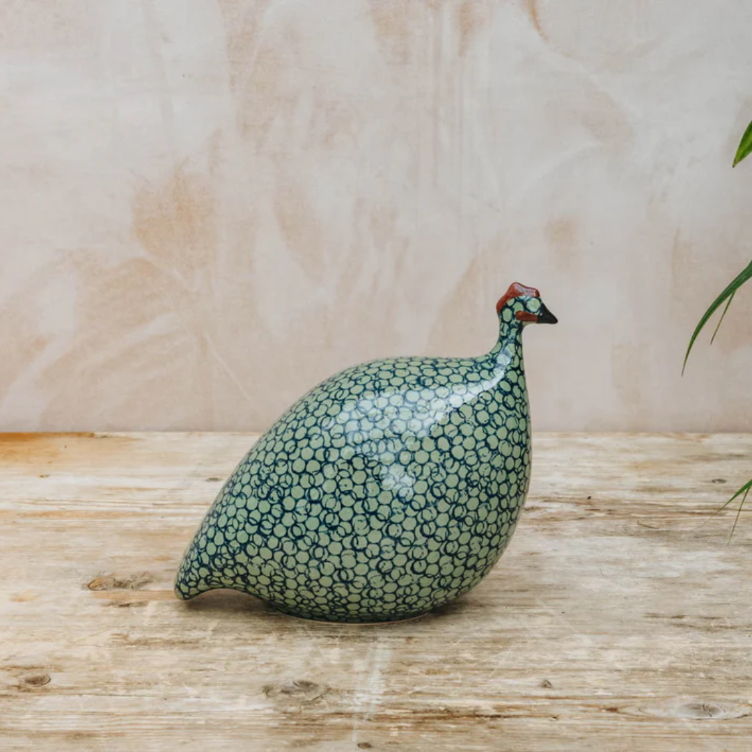 Green Speckled Cobalt Guinea Fowl