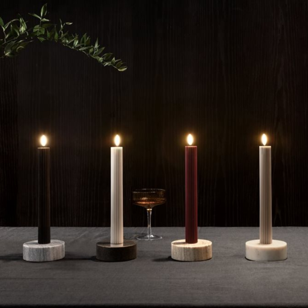 Beige Marble Candleholder for Taper Candles