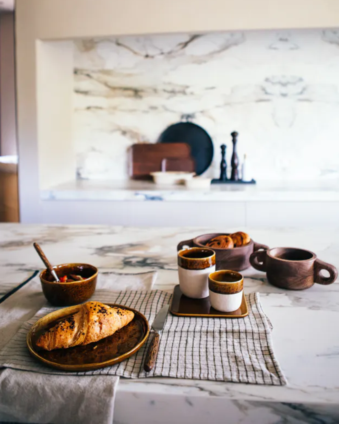 Brown Ceramic Dessert Plate