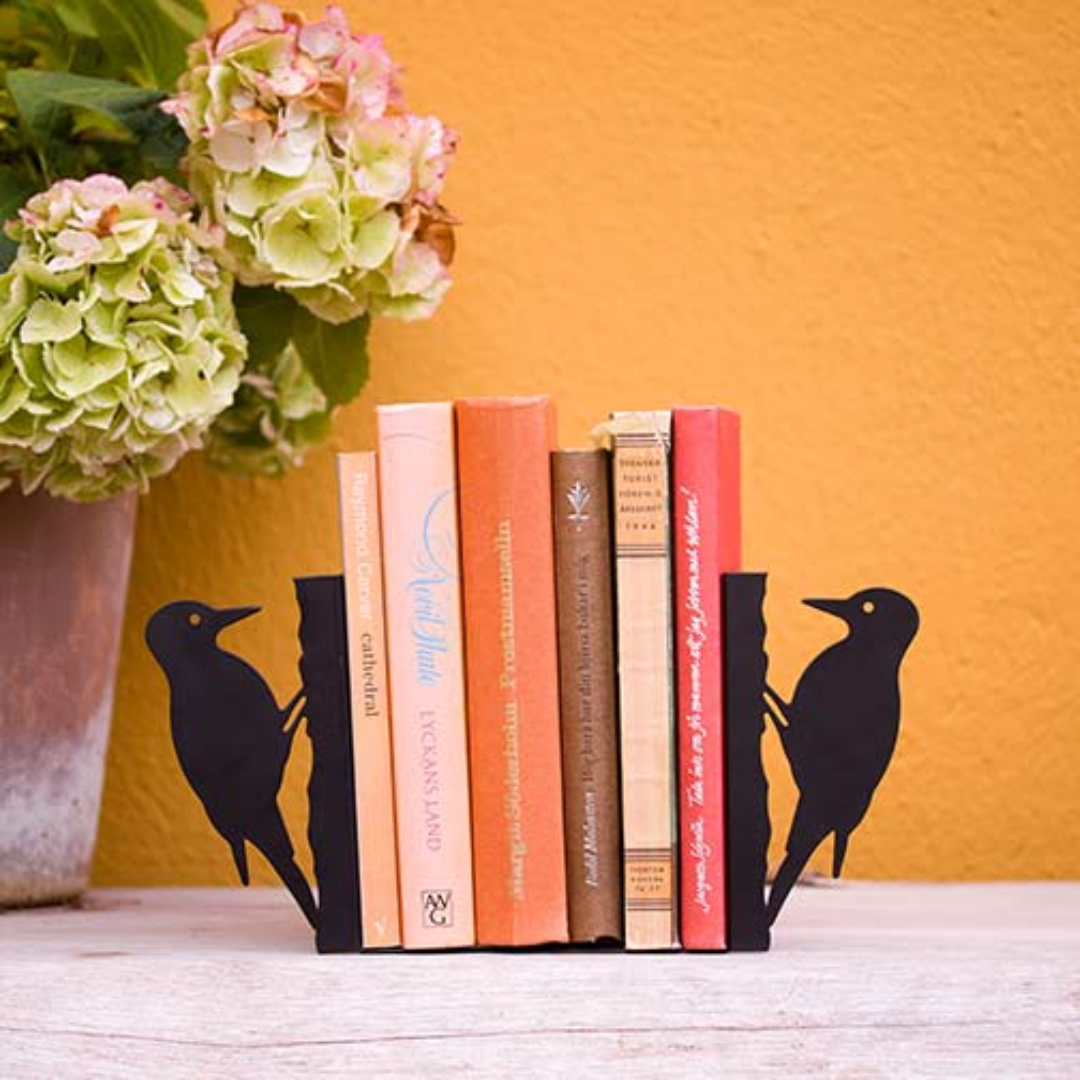 Silhouette Woodpecker Bookends