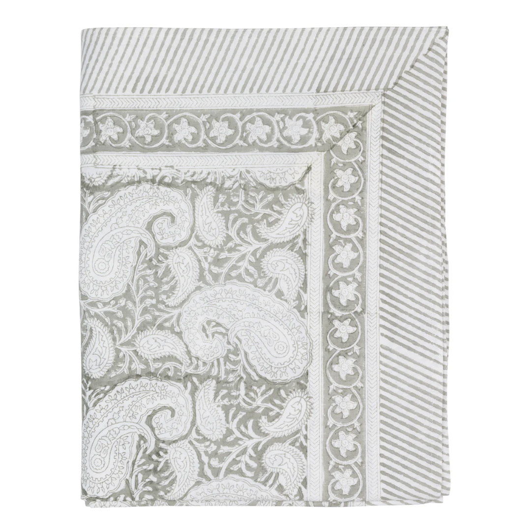 Light Grey Big Paisley Tablecloth in 2 Sizes