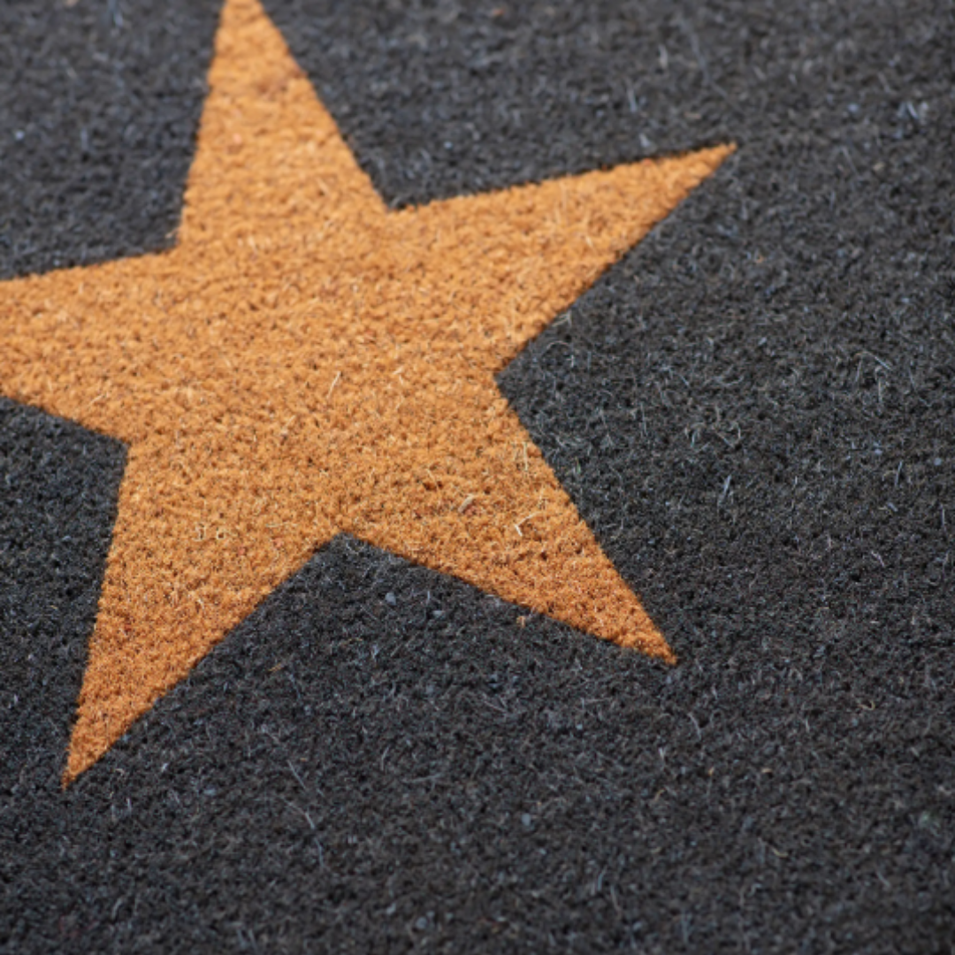 Medium Charcoal Coir Doormat with 1 Star Charcoal