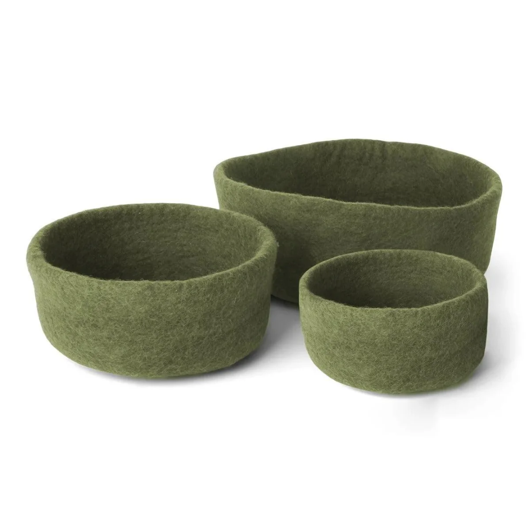 Pine Green Felt Bowl in 3 Sizes