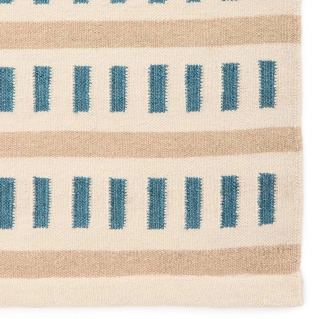 Heaven Blue & Light Beige Railway Rug in 3 Sizes