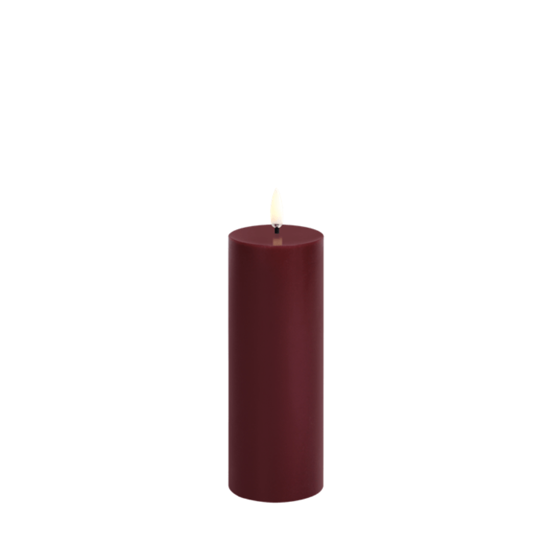 LED Pillar Candle Small Wine Red