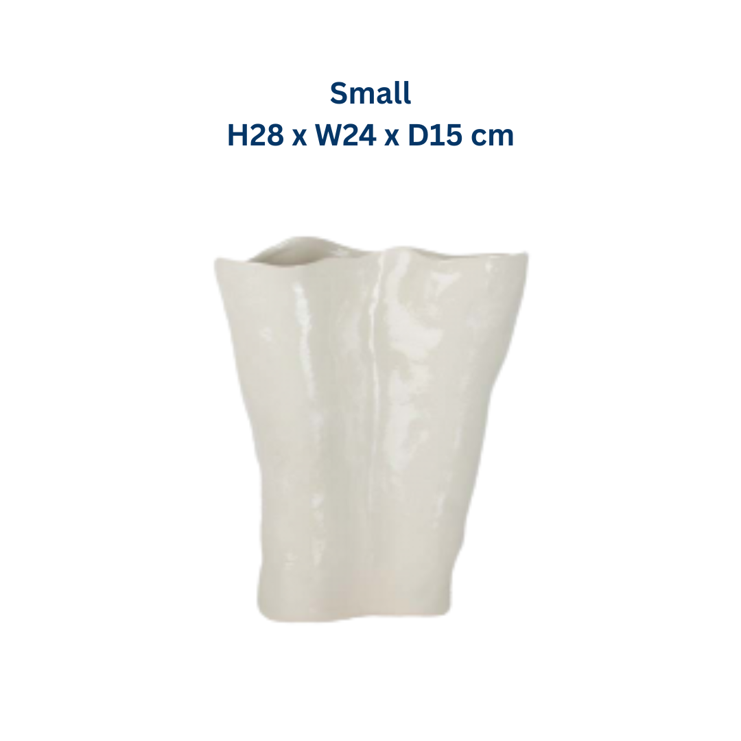 White Handkerchief Ceramic Vase in 2 Sizes
