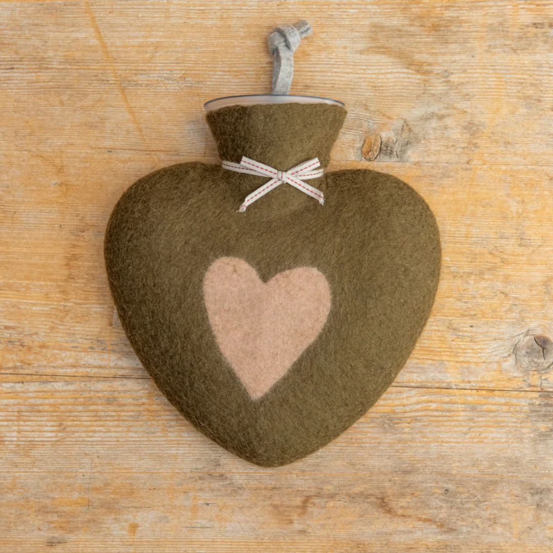 Soft Neutral Heart Hot Water Bottle in 5 Colours