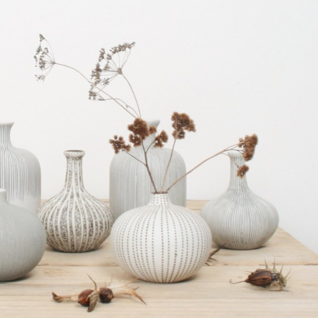 White with Brown Dots Bari Ceramic Vase in 2 Sizes