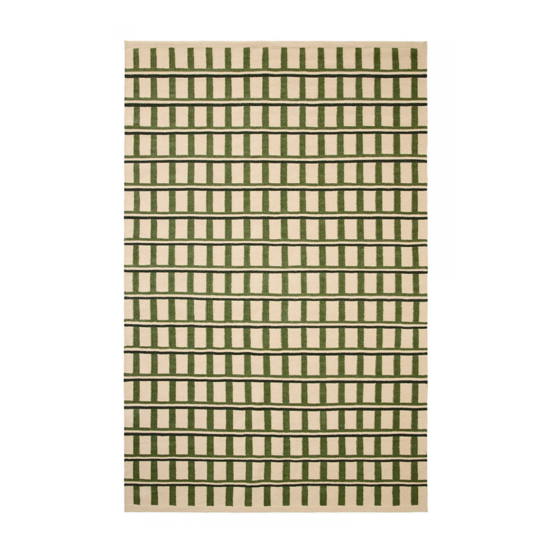 Elegant Geometric Rug in Green & Beige