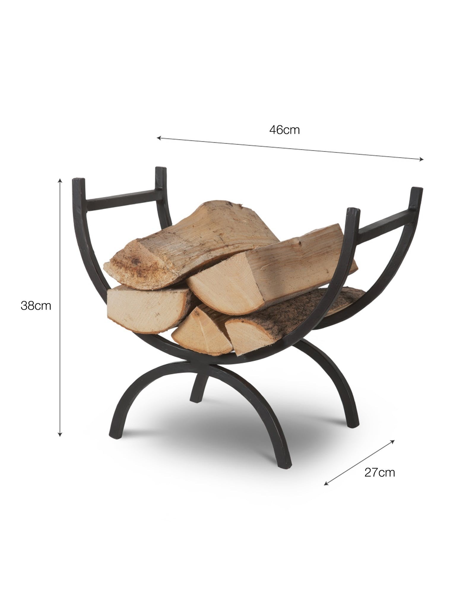 dimensions of the wrought iron log holder