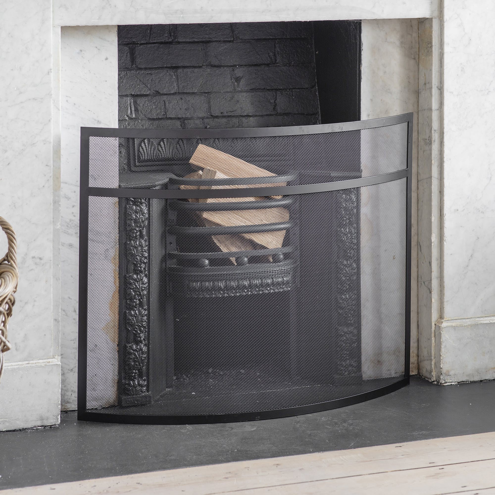large curved firescreen for your fireplace or stove