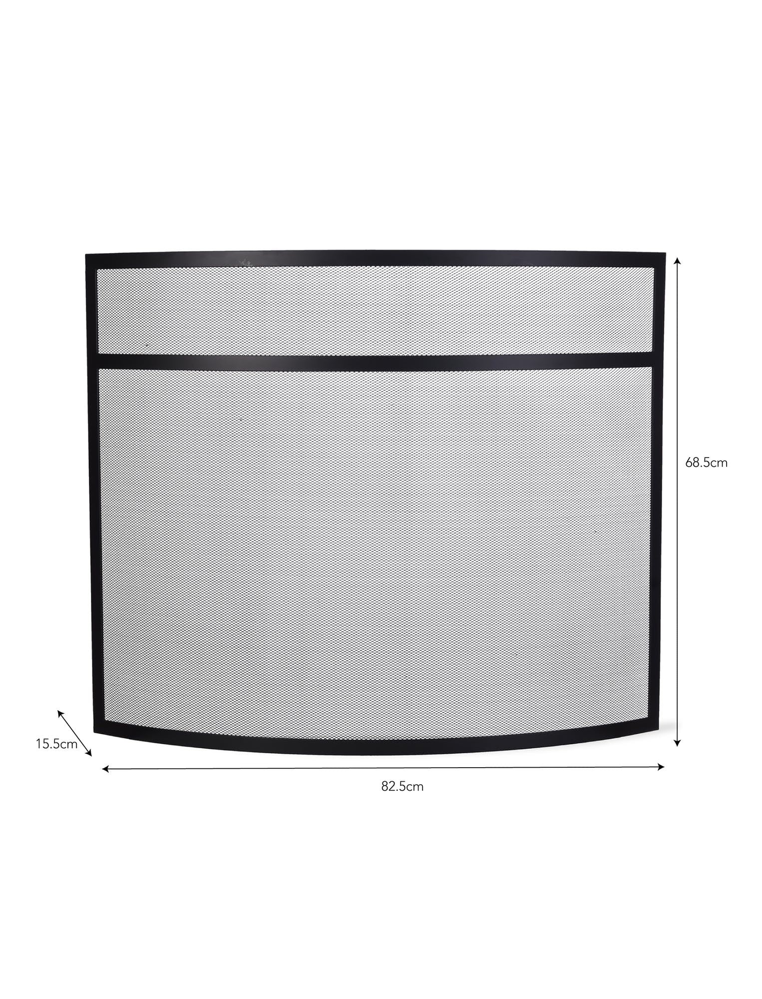 dimensions of the larger curved firescreen
