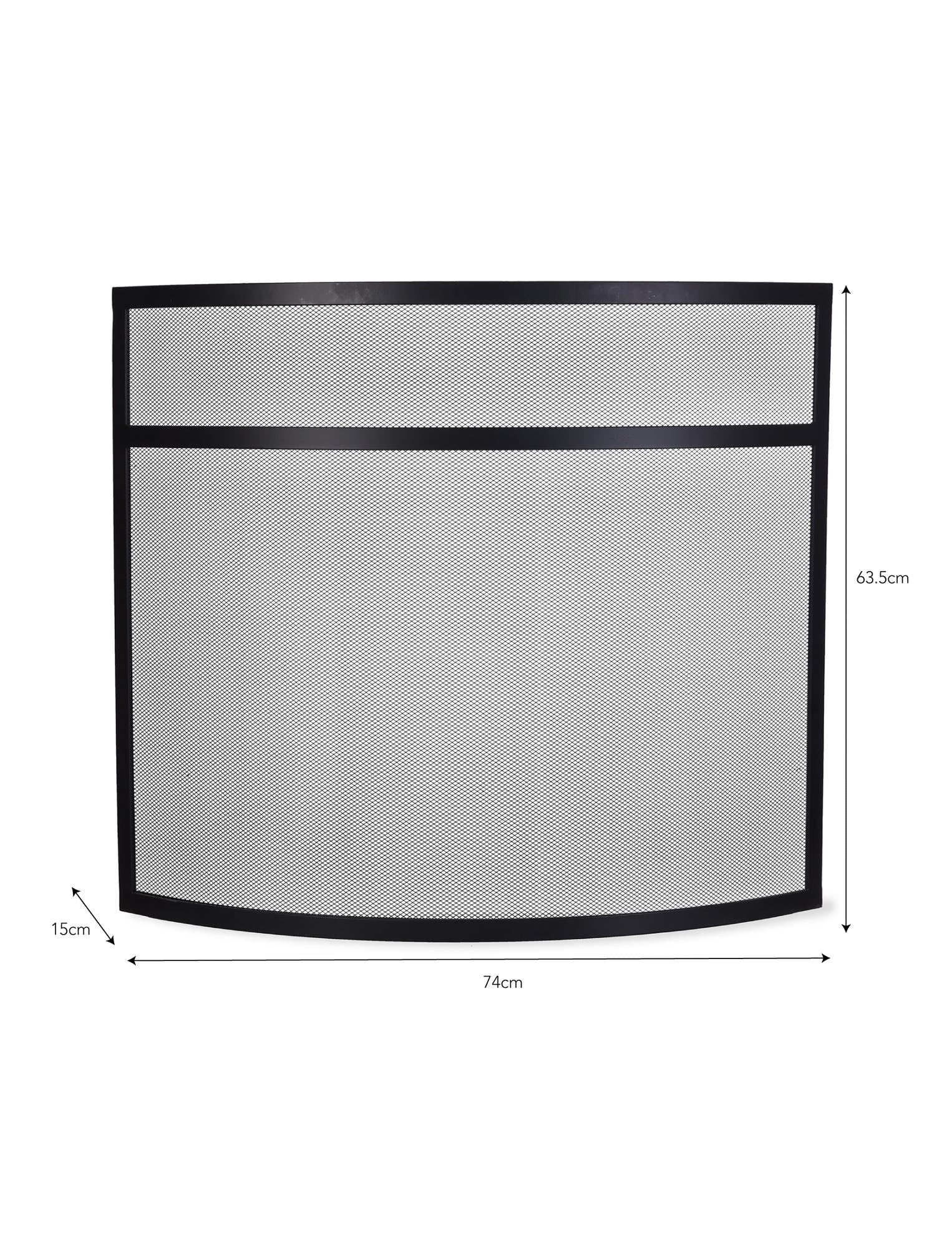 dimensions of the small curved firescreen