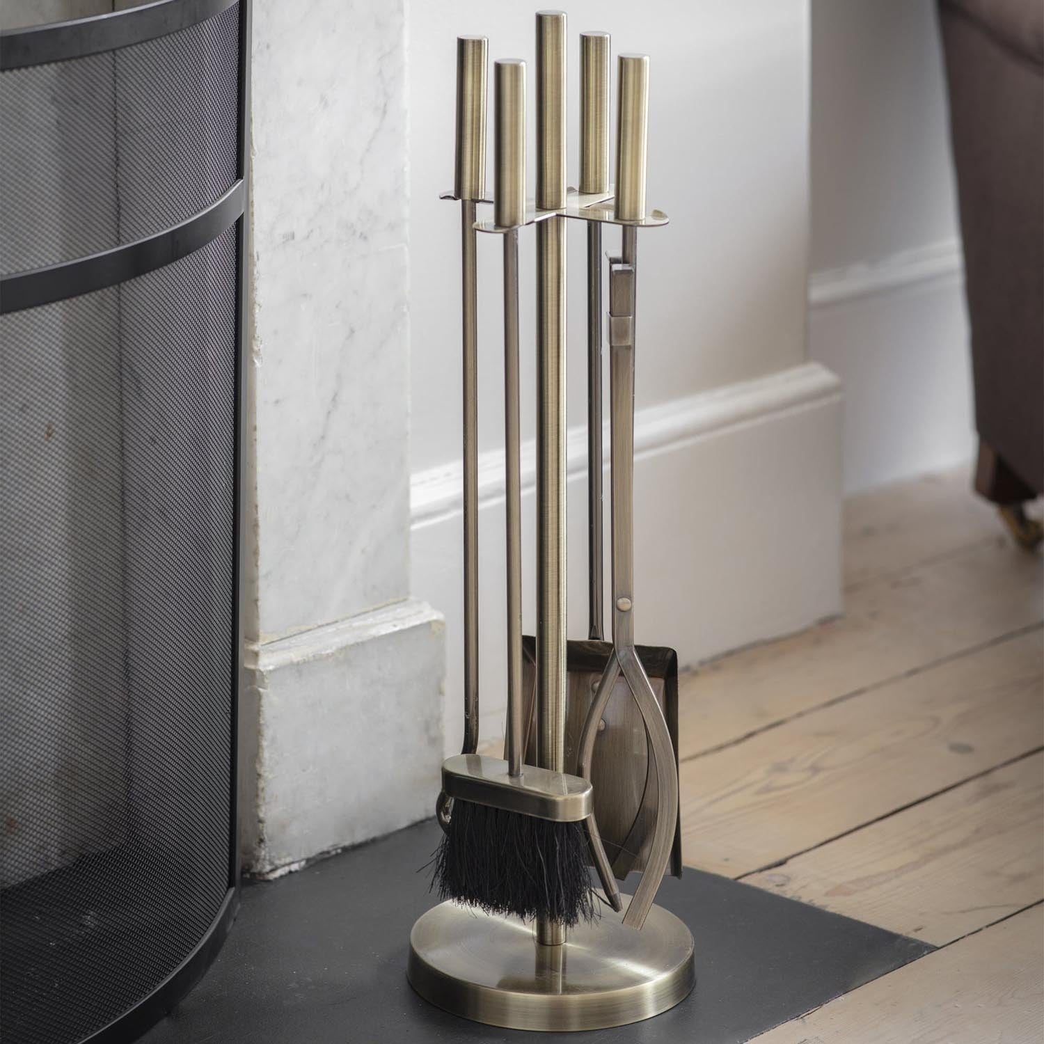 Brass Finish Fireside Tools Set