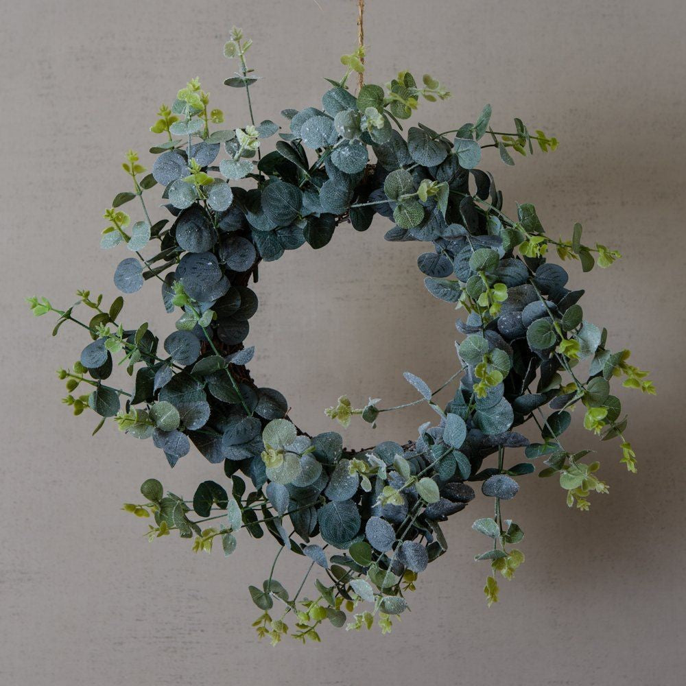 Frosted Eucalyptus Christmas Wreath 55cm diameter