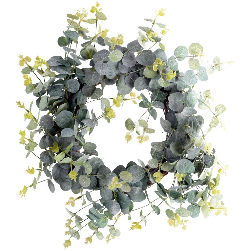 Frosted Eucalyptus Christmas Wreath white background