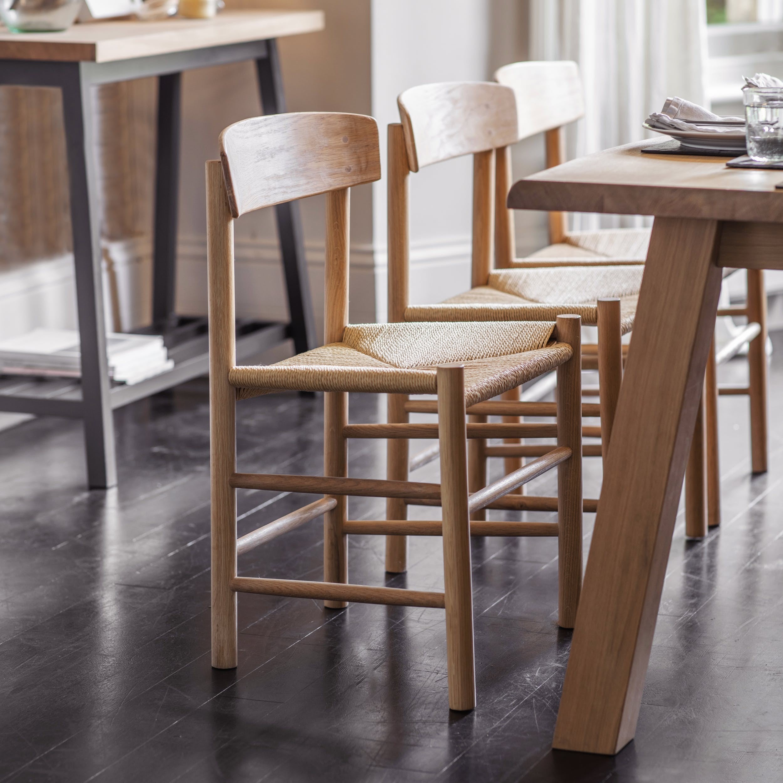 Oak Dining Chair with woven seat