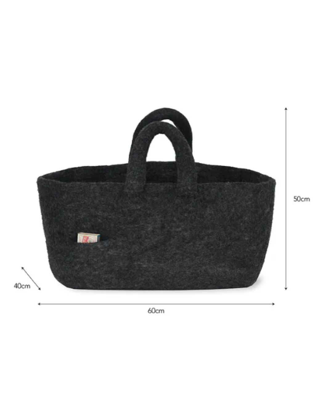 Grey Felt Log Basket with Matchbox Holder