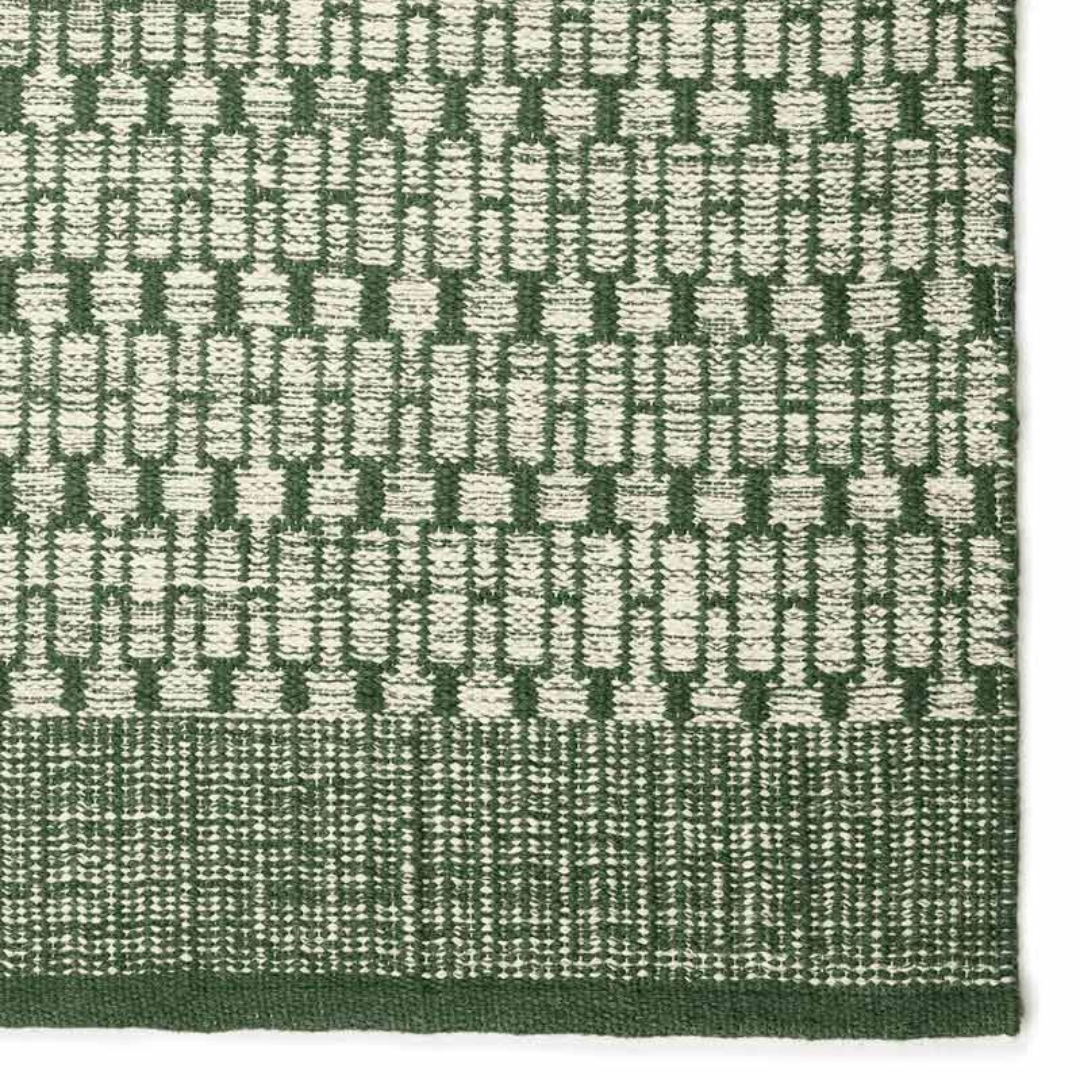 Nordic Geometric Rug in Green & Off White - 3 sizes