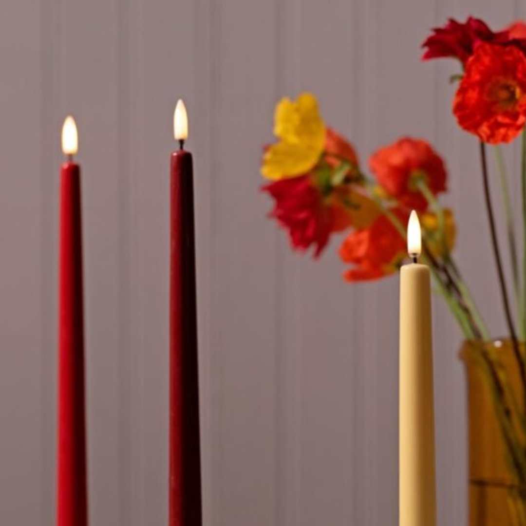 Medium Smooth Slim Taper Candles 32cm in 8 Colours