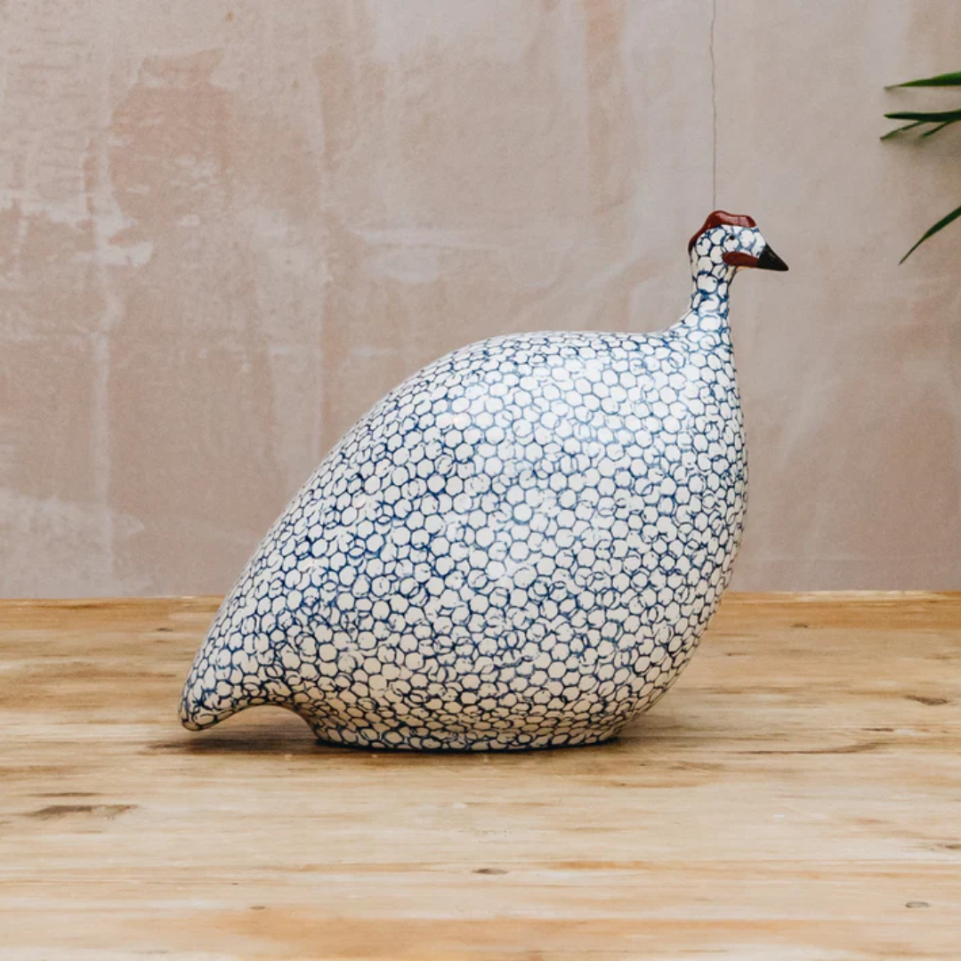White Speckled Cobalt Guinea Fowl