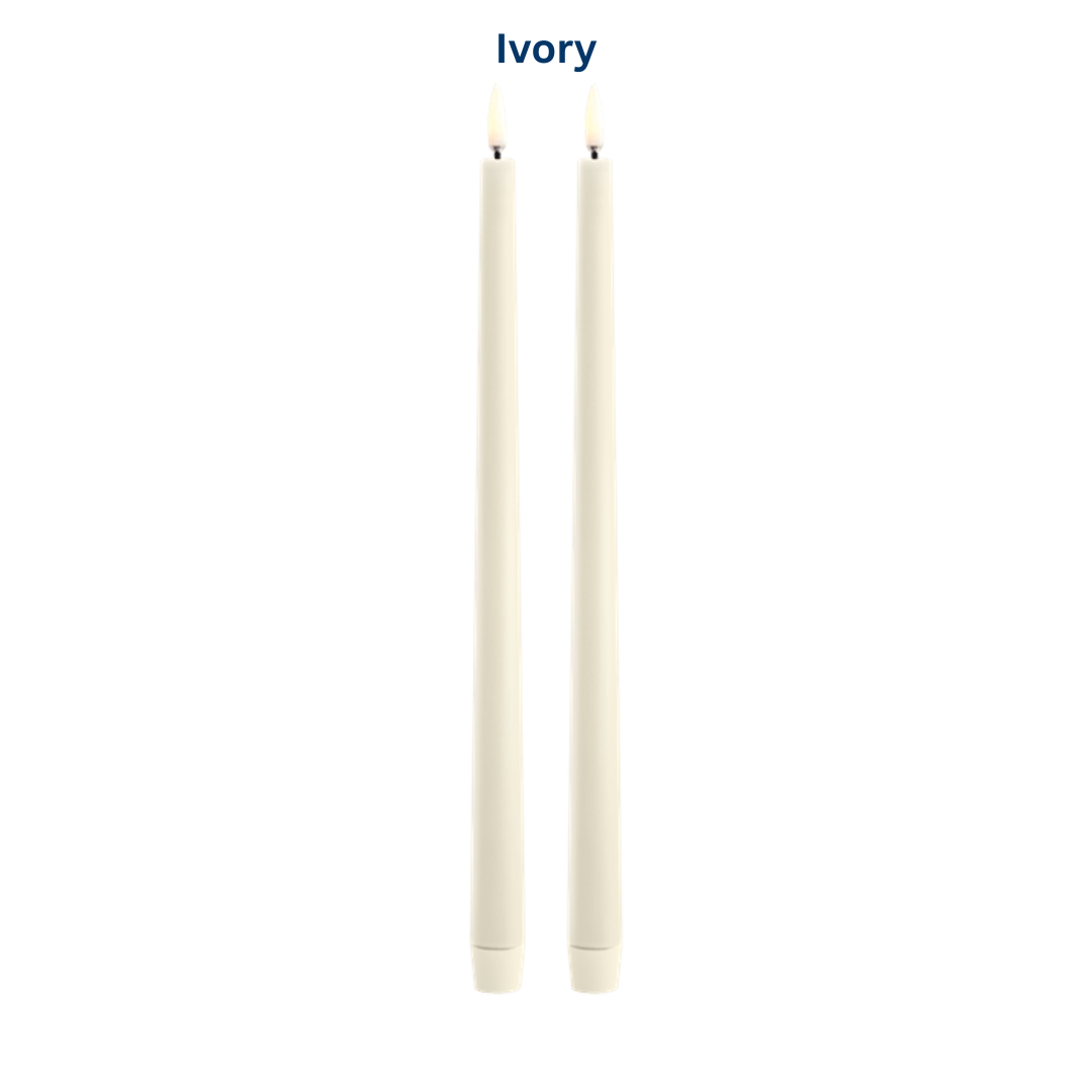 Ivory Large Smooth Slim Taper Candles 35cm