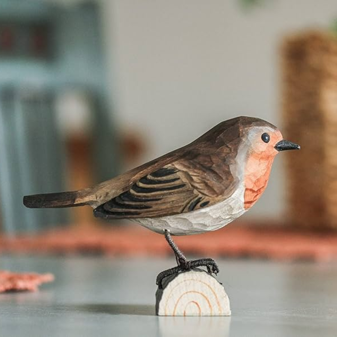 Hand-Carved Wooden Bird in 5 Bird Types