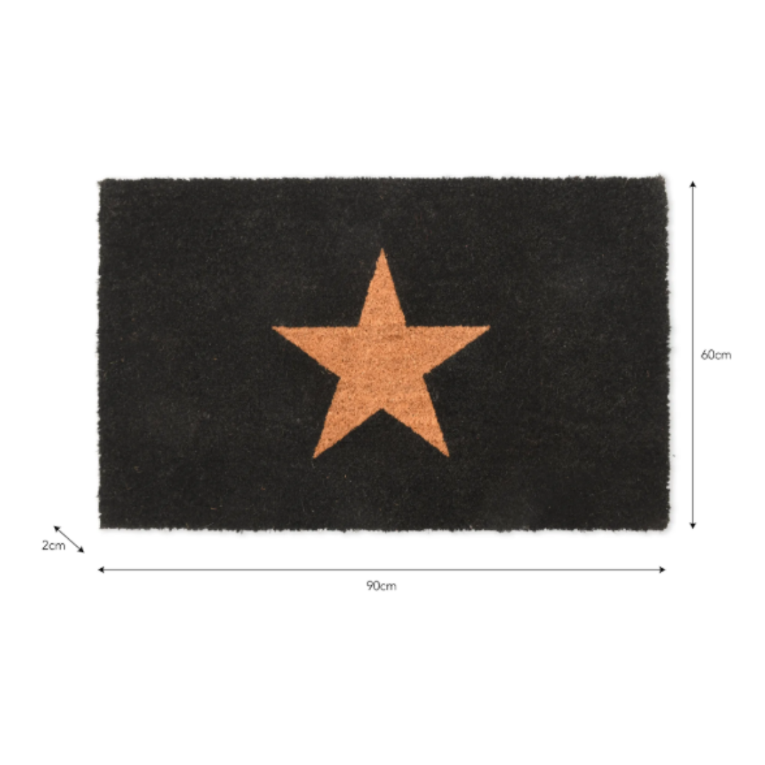 Medium Charcoal Coir Doormat with 1 Star Charcoal