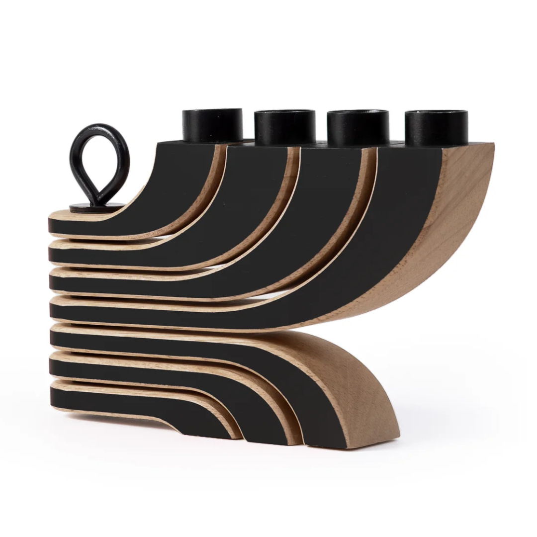 Folding 4 Arm Candleholder in Black