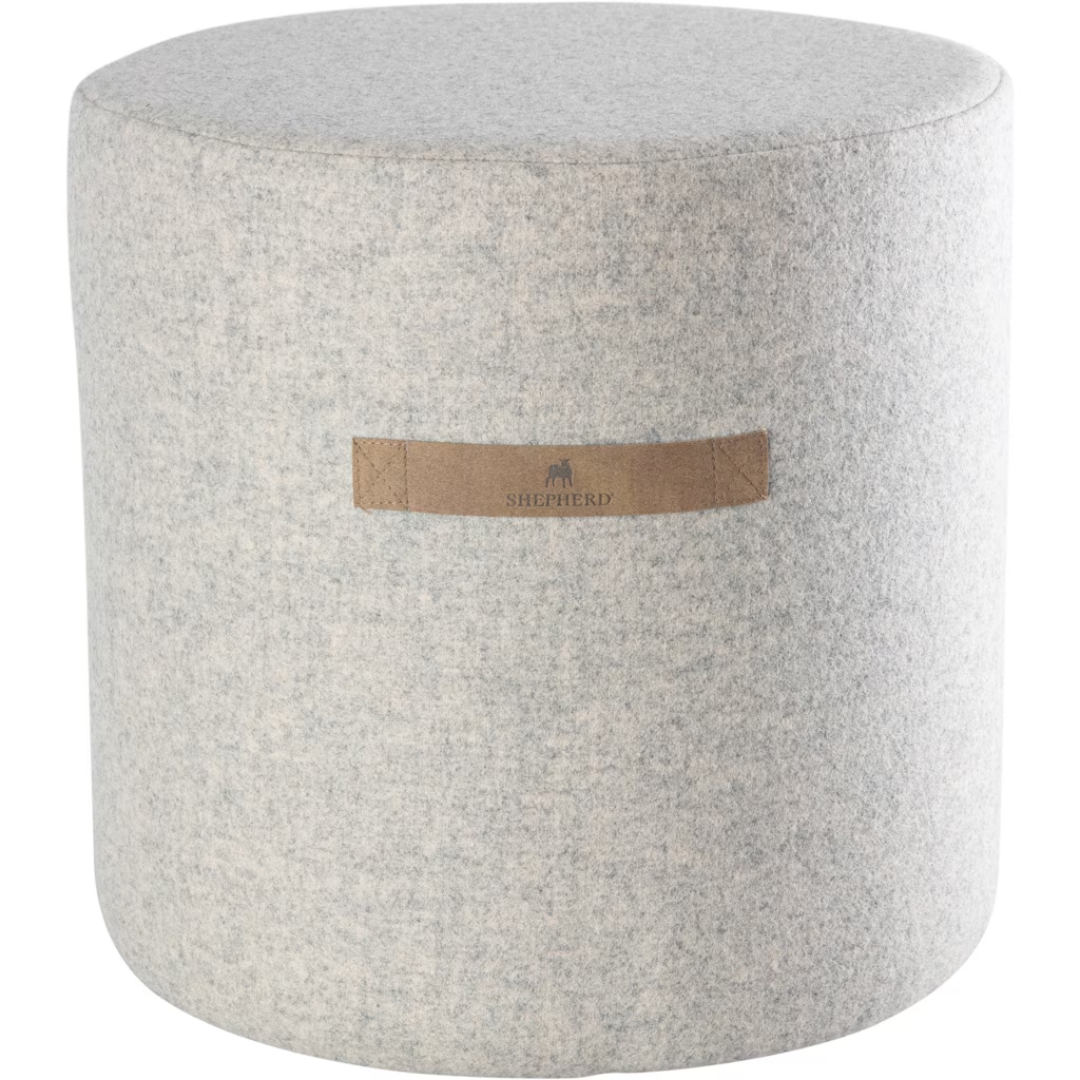 Cream Round Wool Pouffe in 2 Sizes