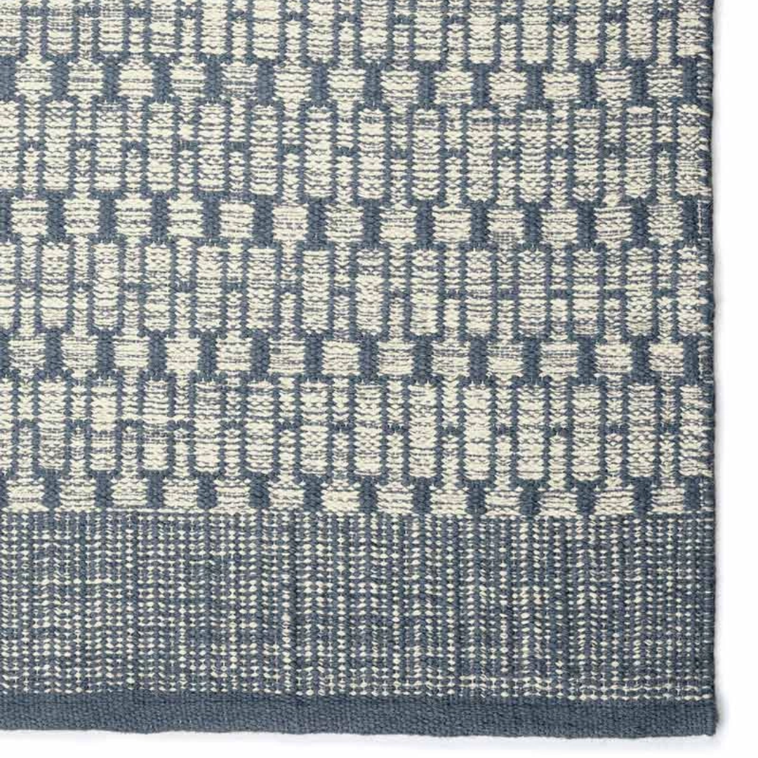Nordic Geometric Rug in Blue & Off White - 3 sizes