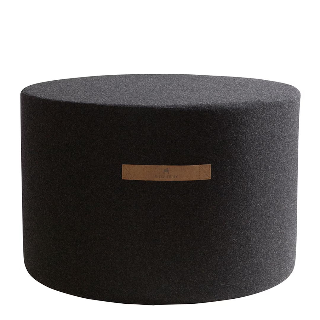Black Round Wool Pouffe in 2 Sizes