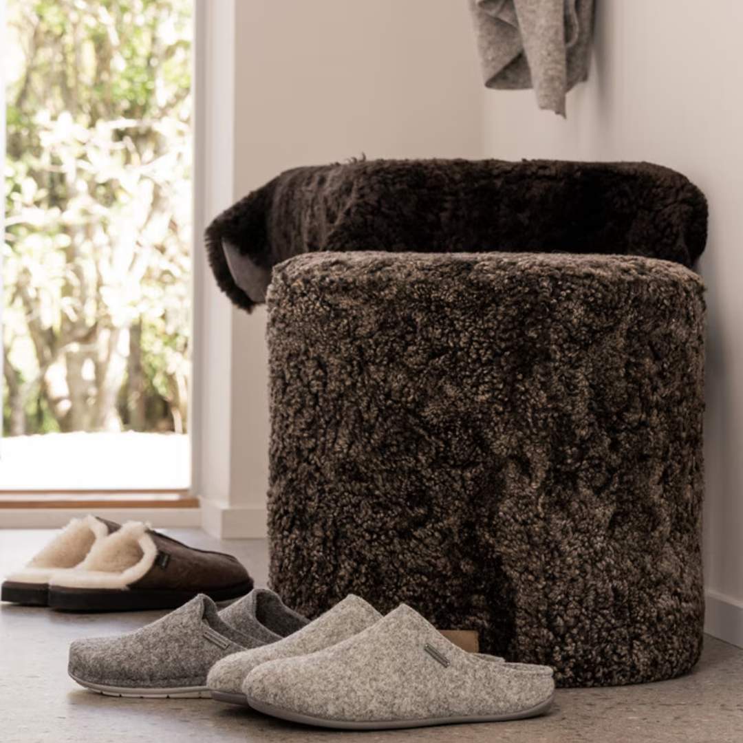 Round Sheepskin Pouffe