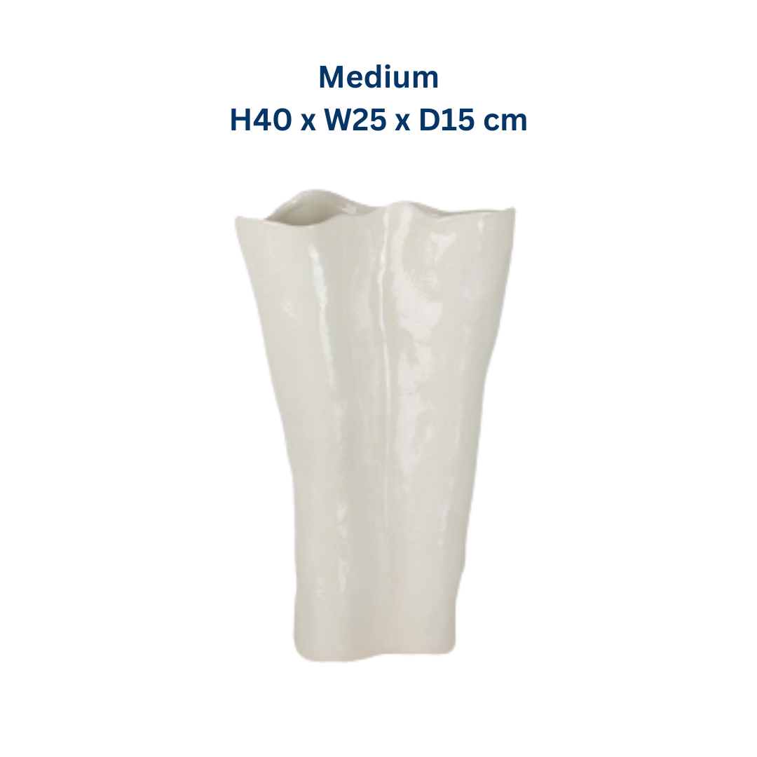 White Handkerchief Ceramic Vase in 2 Sizes