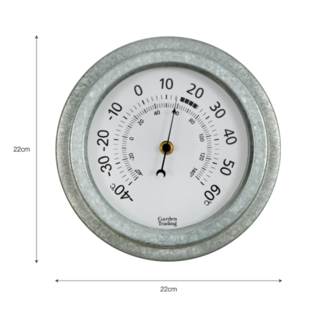 Indoor Outdoor Thermometer in Galvanised Steel