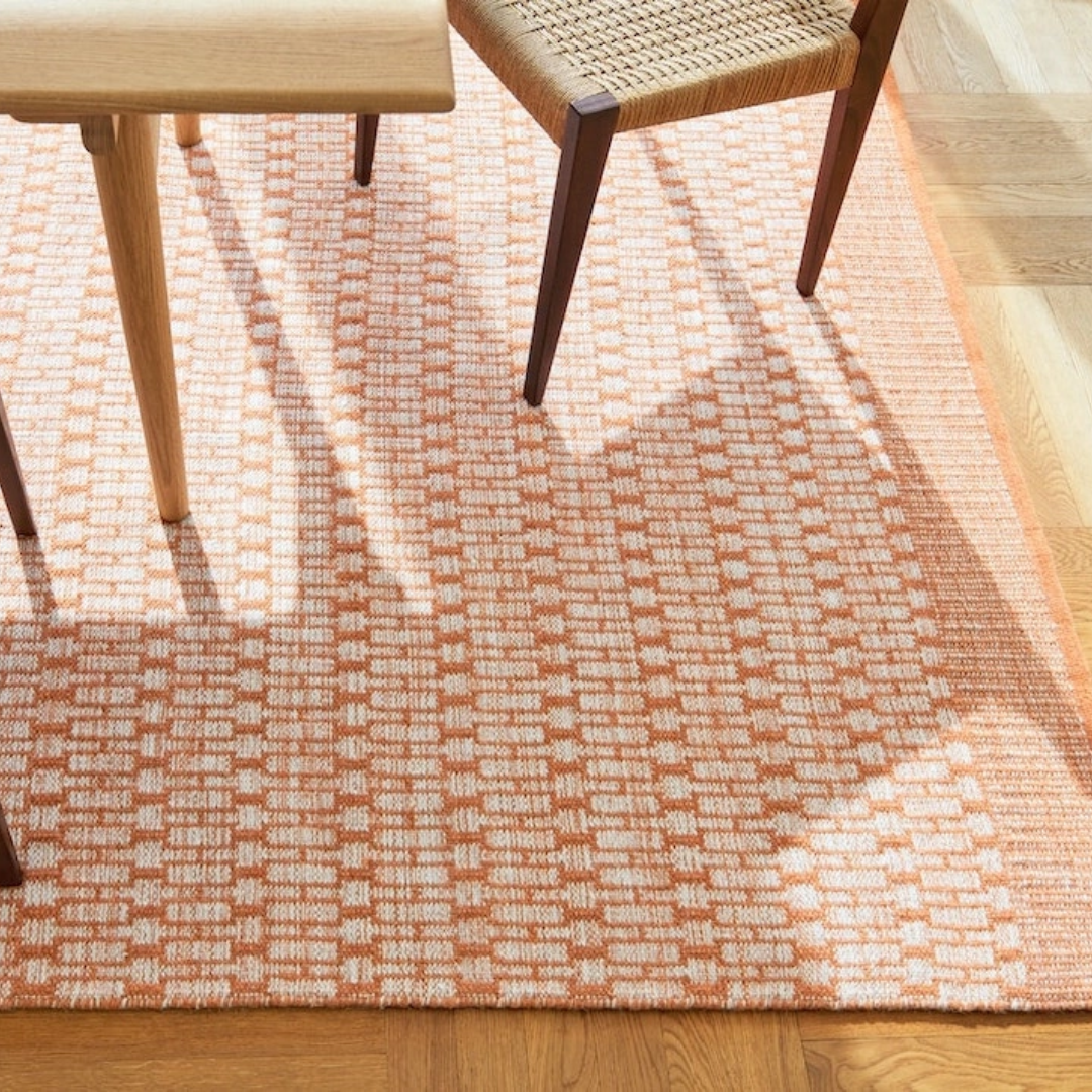 Nordic Geometric Rug in Orange & White - 2 sizes