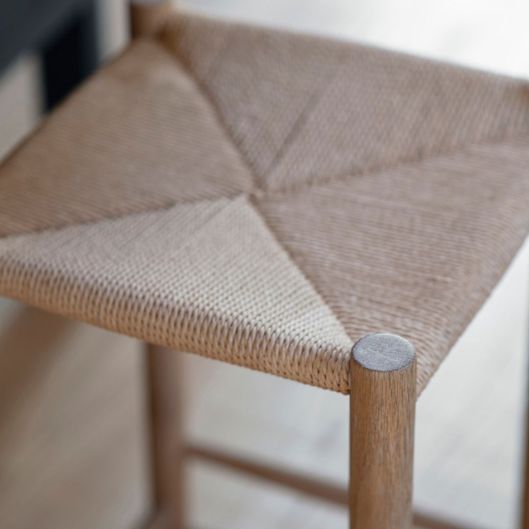 Oak & Papercord Bar Stool in Natural or Carbon