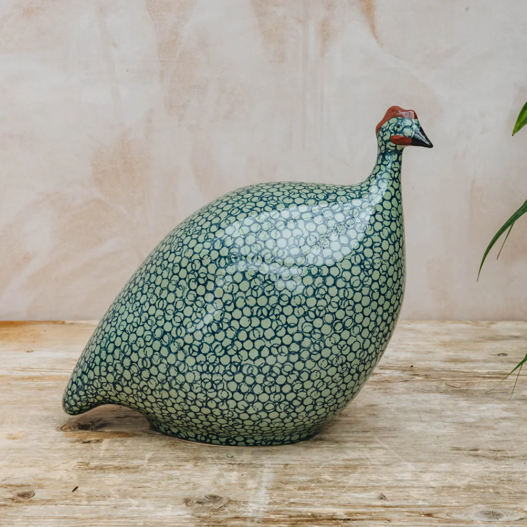 Green Speckled Cobalt Guinea Fowl
