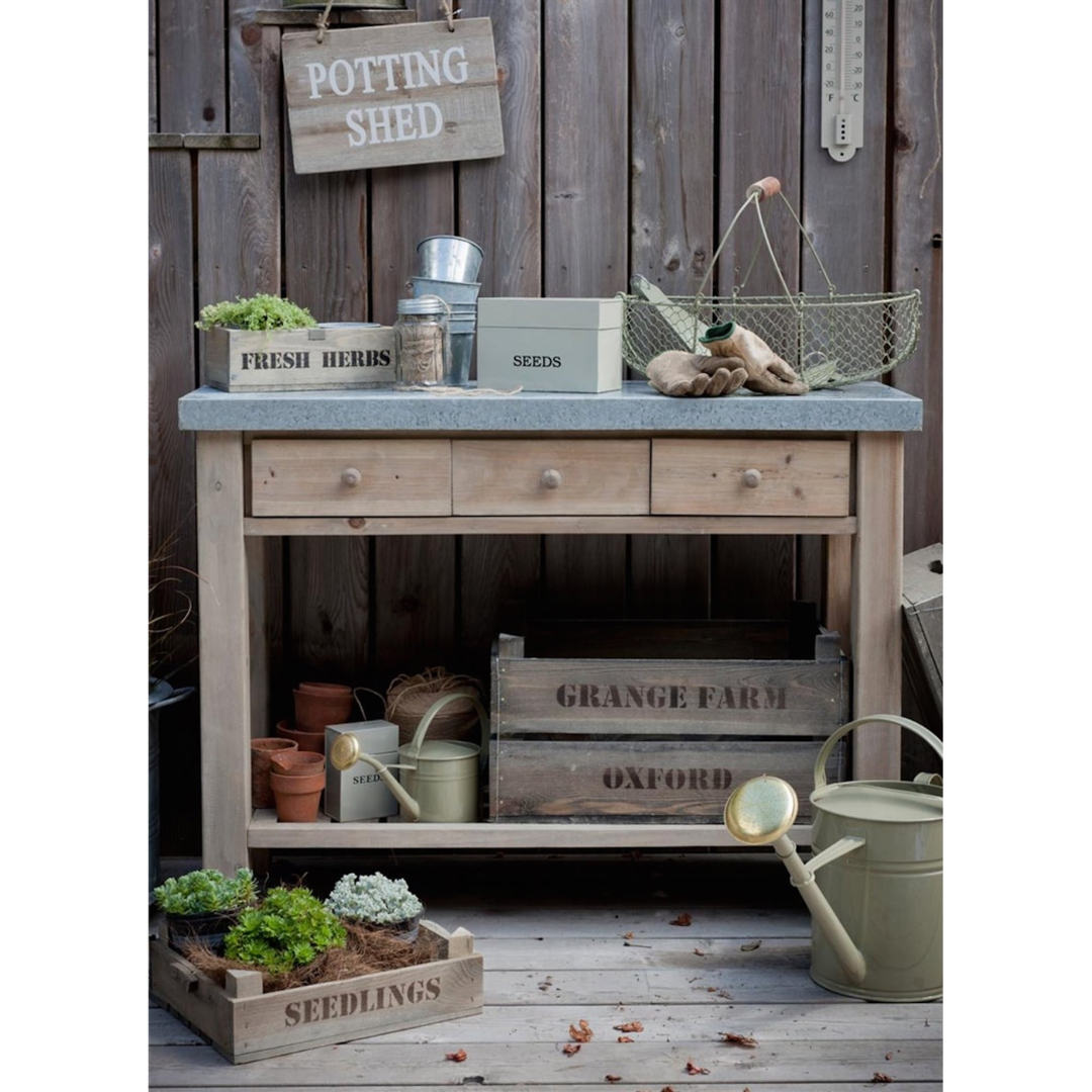 Potting Table with Zinc Top