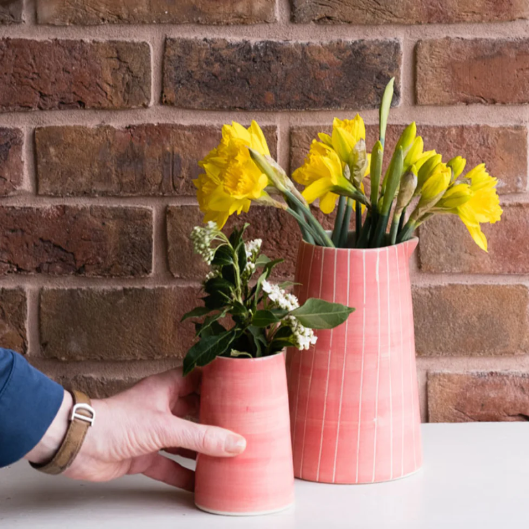 Ceramic Pitcher Sgrafitto Stripe - 6 Colours